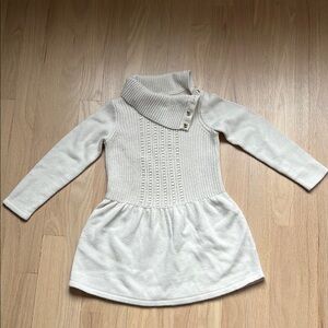 Janie and Jack Cream Knit Sweater Dress w/ Gold Accent Buttons size 5